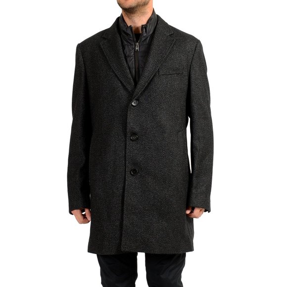 Hugo Boss Men's "Nadim4" Slim Fit Wool Two Tone Button Down Coat - Picture 1 of 8